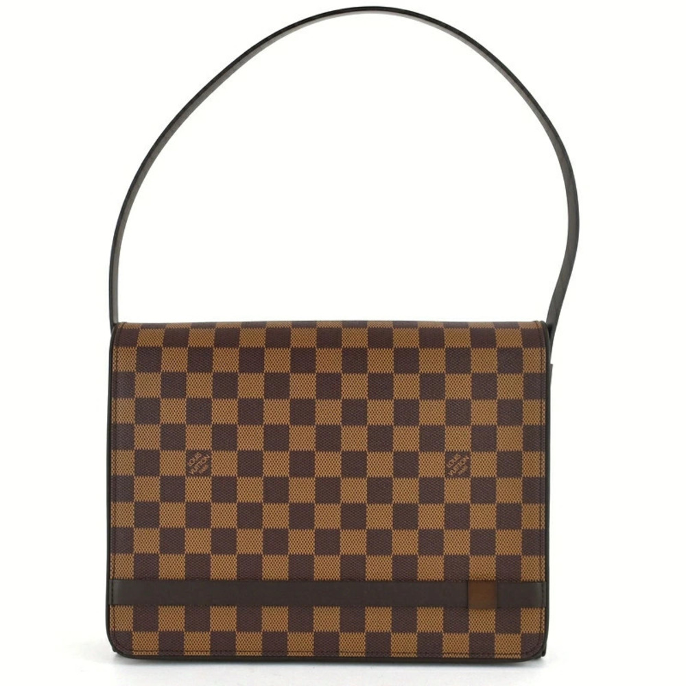 Louis Vuitton Tribeca Carre Damier Hobo Flap Bag Leather Brown Handbag One